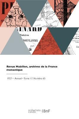 Revue Mabillon, archives de la France monastique - Jean-Martial Besse - cover