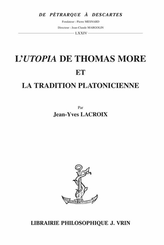 L’Utopia de Thomas More et la tradition platonicienne