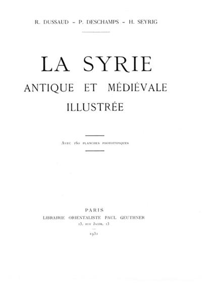 La Syrie antique et médiévale illustrée