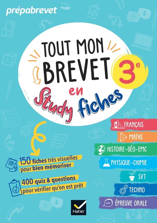 Tout mon brevet 2026 en studyfiches - 3e (toutes les matières)