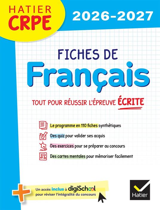 Hatier CRPE - Fiches de Français - Epreuve écrite d'admissibilité - L3 et M2