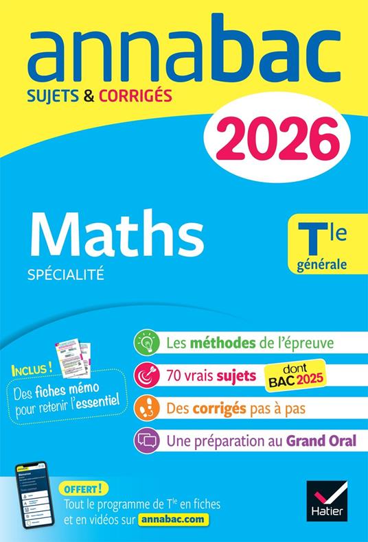Annales du bac 2026 - Annabac Maths Tle générale (spécialité)