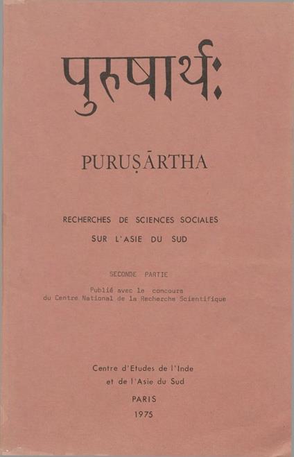 Recherches de sciences sociales sur l’Asie du Sud. Seconde partie