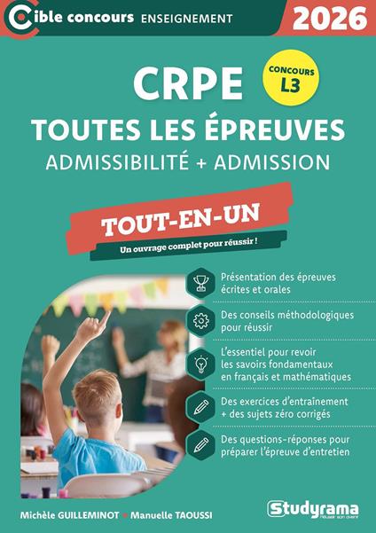 CRPE : Toutes les épreuves - Admissibilité + Admission - Tout-en-un - Concours L3 2026