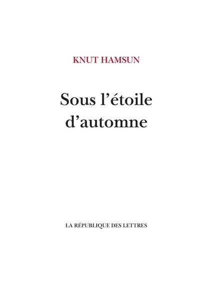 Sous l'étoile d'automne