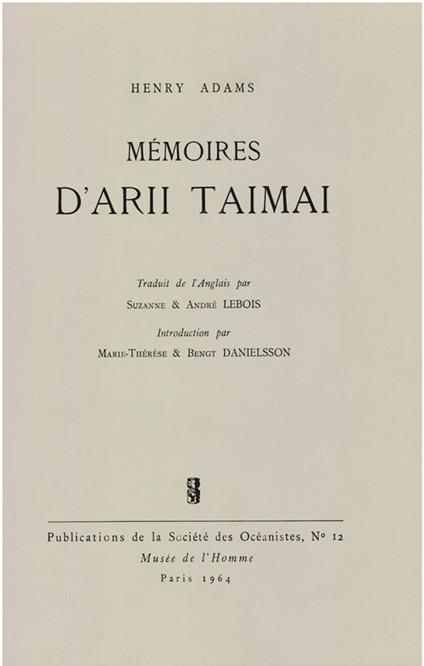 Mémoires d’Arii Taimai