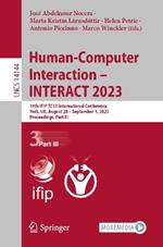 Human-Computer Interaction – INTERACT 2023: 19th IFIP TC13 International Conference, York, UK, August 28 – September 1, 2023, Proceedings, Part III