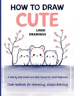 How to Draw Cute Lined Drawings: Kawaii & Chibi for Adult Beginners - Step-by-Step Drawing of Cute Animals & Doodle Art for Relaxation - Emi Rowe - cover