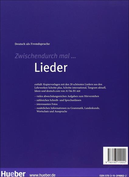 Zwischendurch mal... Lieder. Niveau A1-B1. Con CD-Audio - copertina