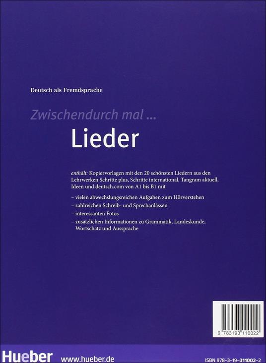 Zwischendurch mal... Lieder. Niveau A1-B1. Con CD-Audio - copertina