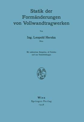 Statik der Formänderungen von Vollwandtragwerken - Leopold Herzka - cover