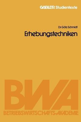 Erhebungstechniken - Götz Schmidt - cover