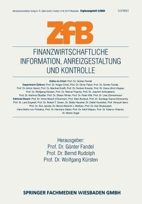 Finanzwirtschaftliche Information, Anreizgestaltung und Kontrolle - cover