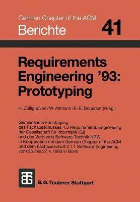 Requirements Engineering ’93: Prototyping - cover