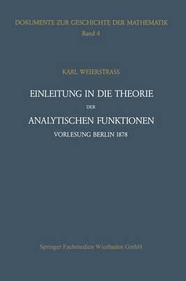 Einleitung in die Theorie der analytischen Funktionen - Karl Weierstraß,Peter Ullrich - cover