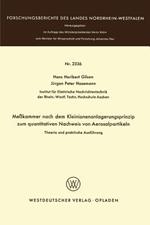 Meßkammer nach dem Kleinionenanlagerungsprinzip zum quantitativen Nachweis von Aerosolpartikeln Theorie und praktische Ausführung