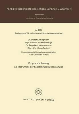 Programmplanung als Instrument der Stadtentwicklungsplanung - Dieter Ewringmann - cover