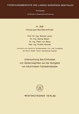 Untersuchung des Einflusses von Gesteinssplitten auf die Helligkeit von bituminösen Fahrbahndecken - cover