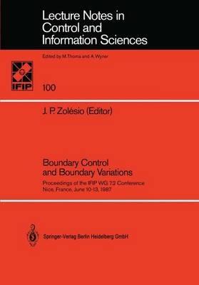 Boundary Control and Boundary Variations: Proceedings of the IFIP WG 7.2 Conference, Nice, France June 10–13, 1987 - cover