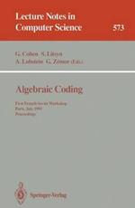 Algebraic Coding: First French-Soviet Workshop, Paris, July 22-24, 1991. Proceedings