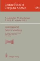 Combinatorial Pattern Matching: 4th Annual Symposium, CPM 93, Padova, Italy, June 2-4, 1993. Proceedings - cover