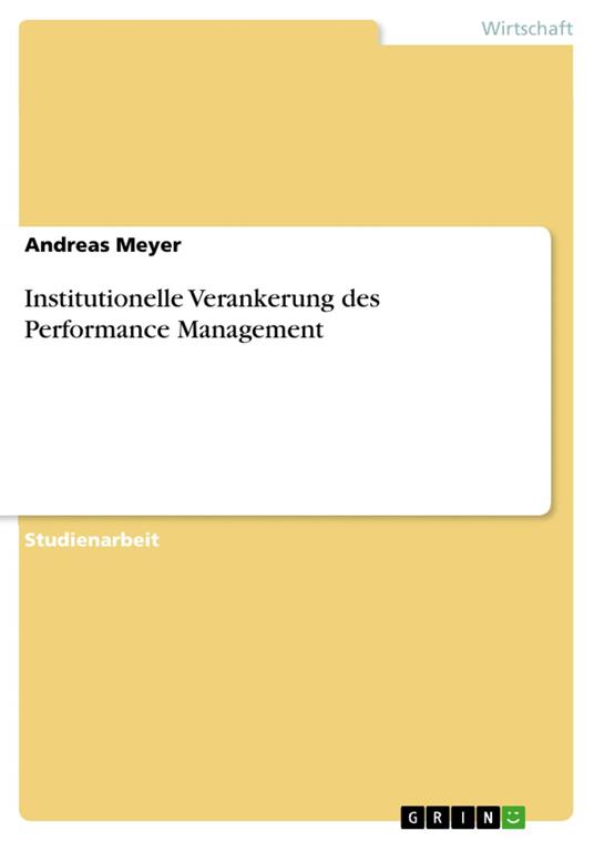 Institutionelle Verankerung des Performance Management