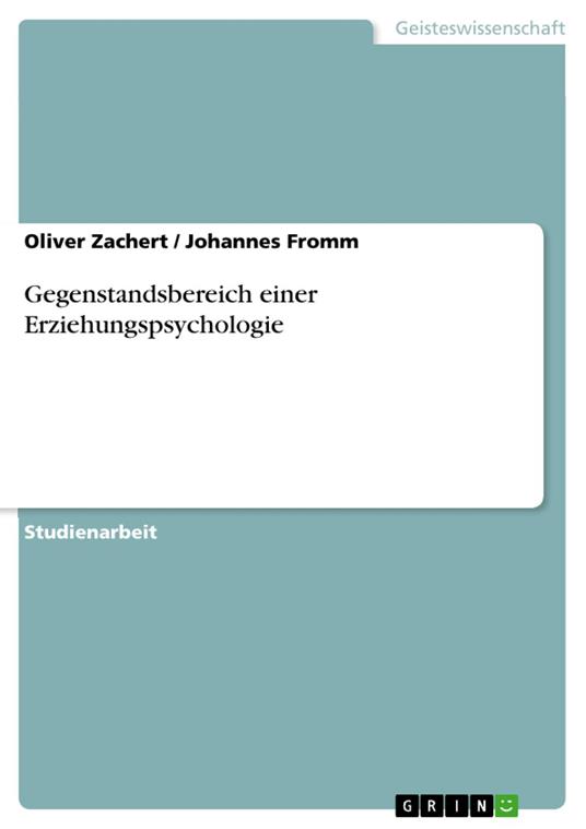Gegenstandsbereich einer Erziehungspsychologie
