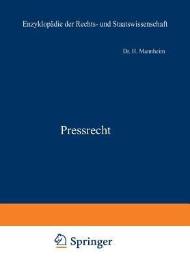 Pressrecht - H. Mannheim - cover