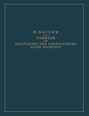 Tabelle der Hauptlinien der Linienspektra Aller Elemente nach Wellenlänge Geordnet - Heinrich Kayser - cover