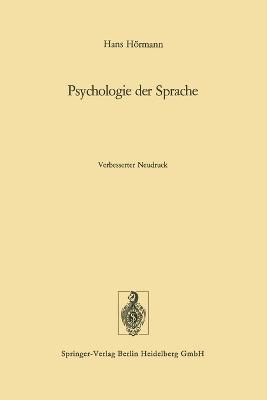 Psychologie der Sprache - Hans Hörmann - cover