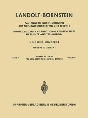 Numerische Tabellen für Beta-Zerfall und Elektronen-Einfang / Numerical Tables for Beta-Decay and Electron Capture - Henning Behrens - cover