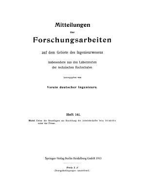 Mitteilungen über Forschungsarbeiten: Auf dem Gebiete des Ingenieurwesens - Friedrich Riedel - cover