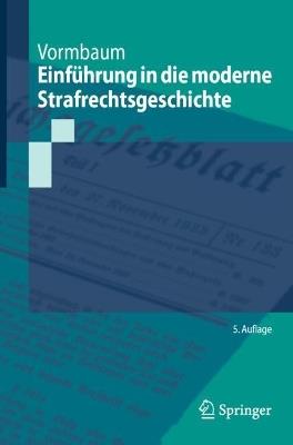 Einführung in die moderne Strafrechtsgeschichte - Thomas Vormbaum - cover