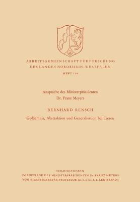 Gedächtnis, Abstraktion und Generalisation bei Tieren - Bernhard Rensch - cover