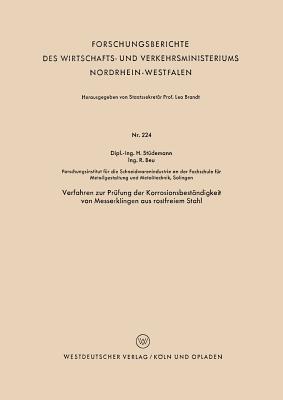 Verfahren zur Prüfung der Korrosionsbeständigkeit von Messerklingen aus rostfreiem Stahl - Hans Stüdemann - cover