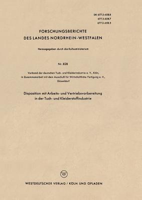 Disposition mit Arbeits- und Vertriebsvorbereitung in der Tuch- und Kleiderstoffindustrie - Kenneth A Loparo - cover