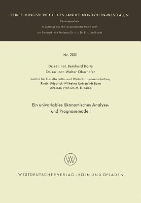 Ein univariables ökonomisches Analyse- und Prognosemodell - Bernhard Korte - cover
