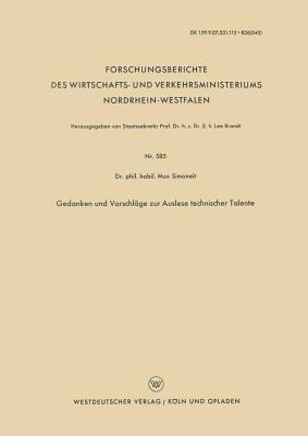 Gedanken und Vorschläge zur Auslese technischer Talente - Max Simoneit - cover