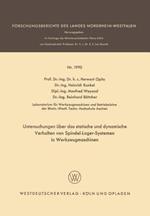 Untersuchungen über das statische und dynamische Verhalten von Spindel-Lager-Systemen in Werkzeugmaschinen