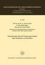 Untersuchungen über die Fertigungsgenauigkeit beim Walzfräsen von Stirnrädern