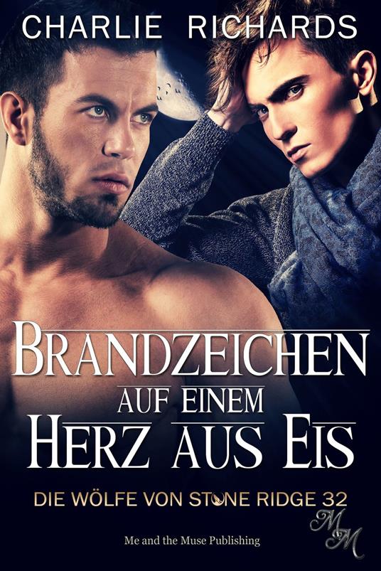 Brandzeichen auf einem Herz aus Eis