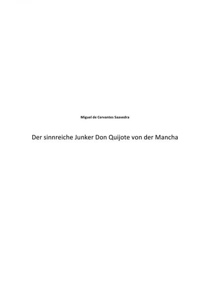 Der sinnreiche Junker Don Quijote von der Mancha