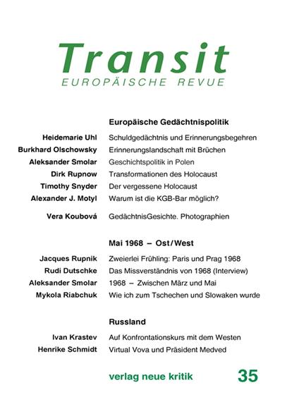 Transit 35. Europäische Revue