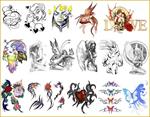 TATTOO DESIGNS FÜR FRAUEN. 3 eBooks Tattoo Design Vorlagen für Frauen. Liebe Herzen Rosen - Farbige Schmetterlinge - Elfen und Engel.