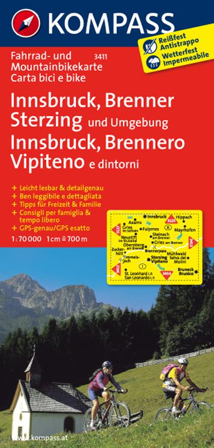 Carta cicloturistica n. 3411. Innsbruck, Brennero, Vipiteno 1:70.000 - copertina