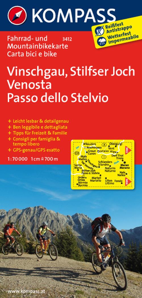Carta cicloturistica n. 3412. Val Venosta 1:70.000 - copertina