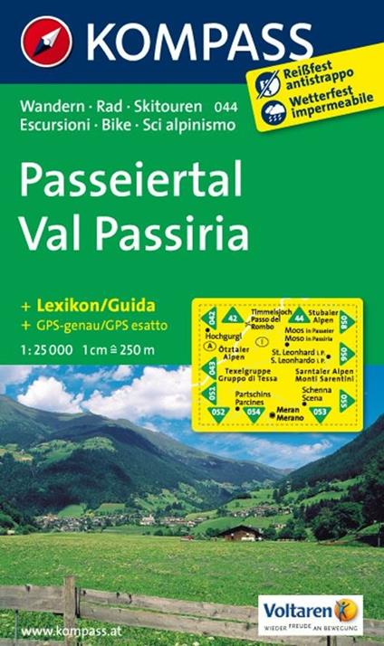 Carta escursionistica n. 044. Val Passiria-Passeiertal 1:25.000. Adatto a GPS. Digital map. DVD-ROM - copertina