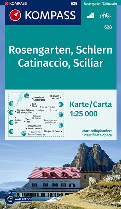 Carta escursionistica n. 628. Catinaccio, Sciliar-Rosengarten, Schlern 1:25.000 - copertina