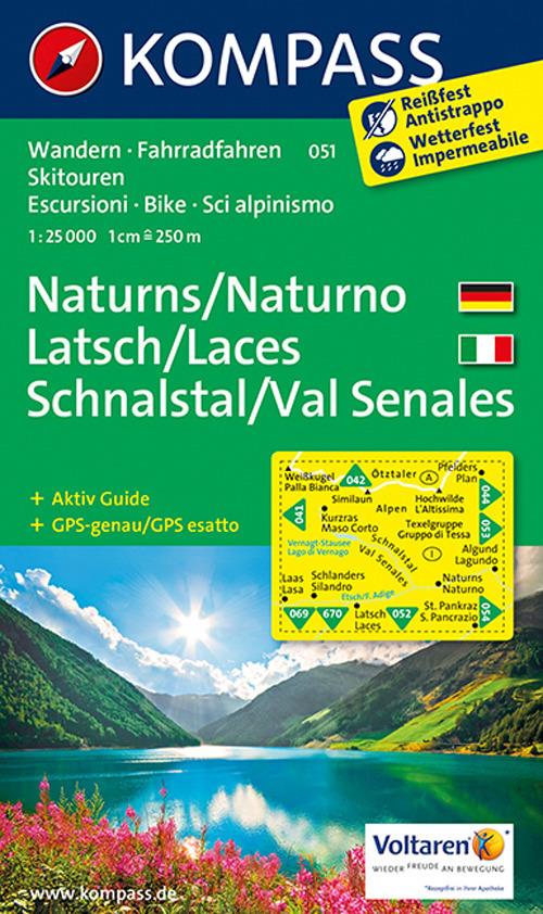 Carta escursionistica n. 051. Naturno, Laces, Val Senales-Naturns, Latsch, Schnalstal 1:25.000 - copertina