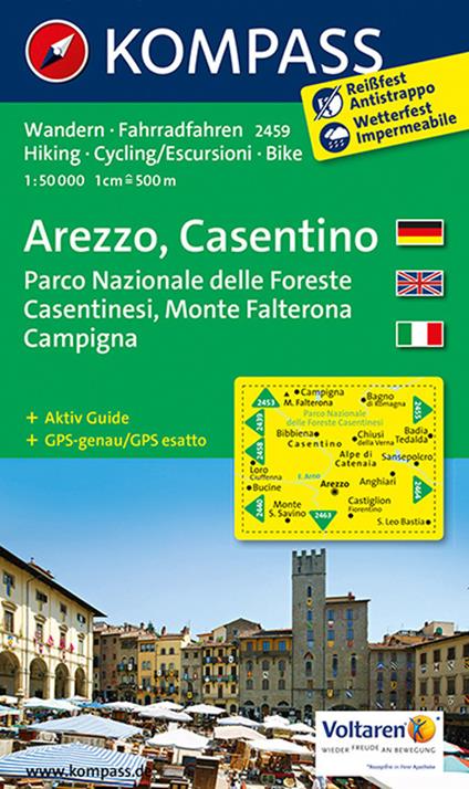 Carta escursionistica n. 2459. Arezzo, Casentino 1:50.000. Ediz. multilingue - copertina